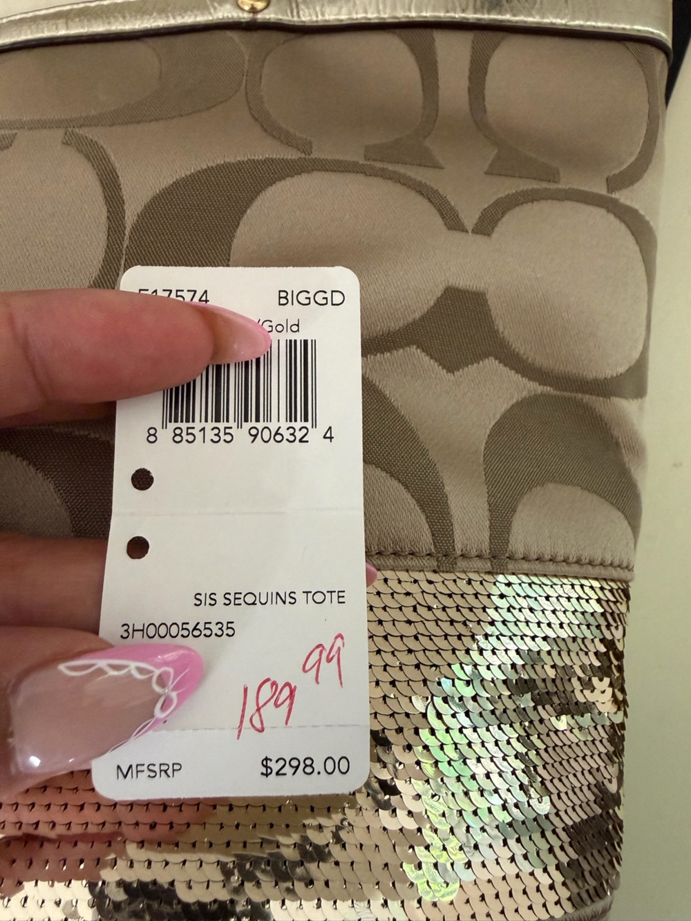 Coach Signature Sequin Tote Bag - Picture 5 of 9